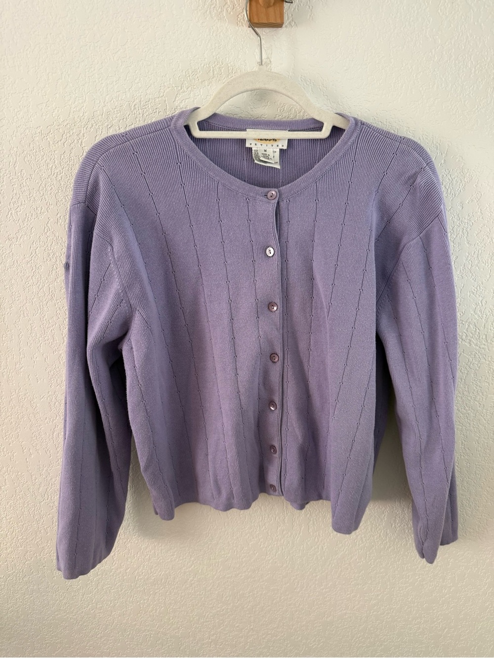 Vintage Talbots Lavender Knit Button-Front Cardigan